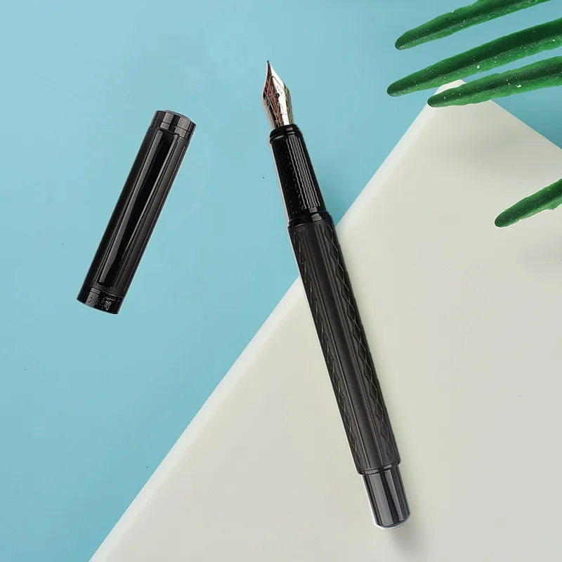

Luxury High Quality Brand 856 Classic Fountain Pen Gift Titanium Black Fine 0.5mm NIB INK Calligraphy Pen