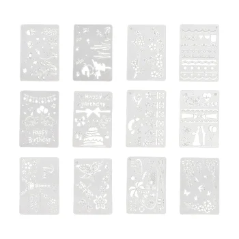 

12 Pcs 18 x 26cm Painting Template Graffiti Drawing Tools Cartoon Hollow-out Painting Stencils Education Learning Toys for Kids