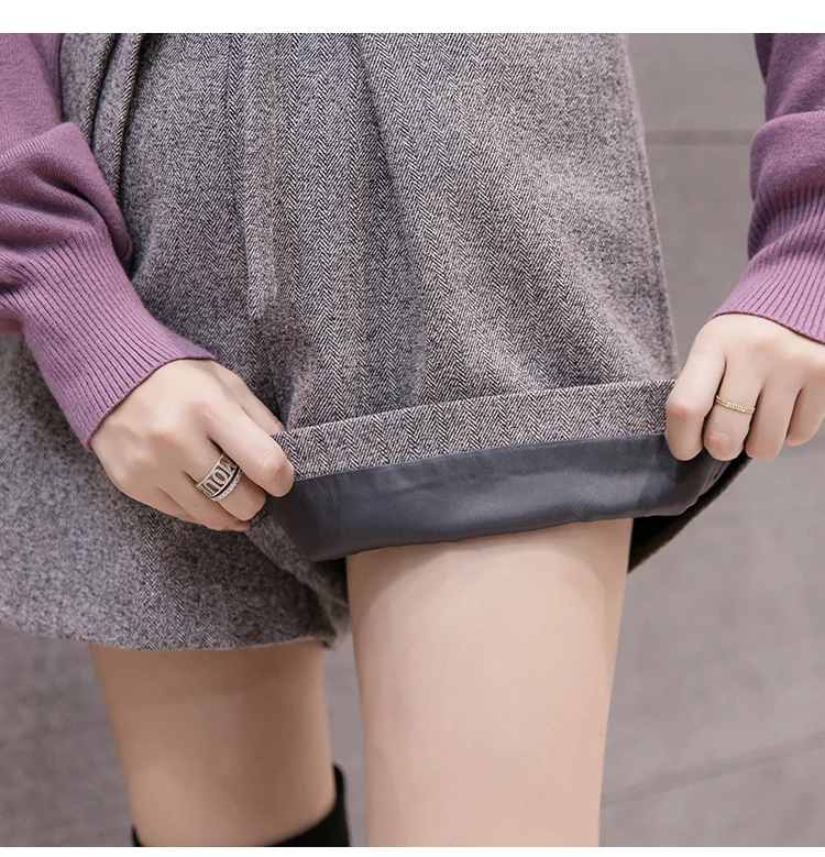 Корейский гофрированный с высокой талией шерстяные женские шорты 2019 осень зима новые с рюшами галстук-бабочка элегантные женские шорты