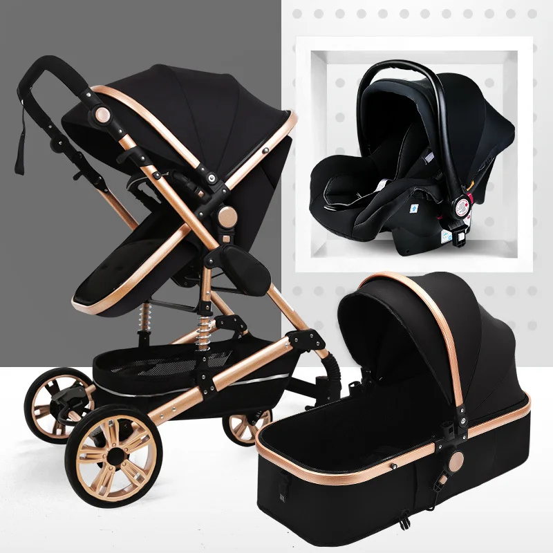 Коляска для новорожденных, складная коляска, аксессуары для детских колясок, bebek arabasi yoya kinderwgen, многофункциональная коляска для активного отдыха из Китая - Цвет: Black 3 in 1