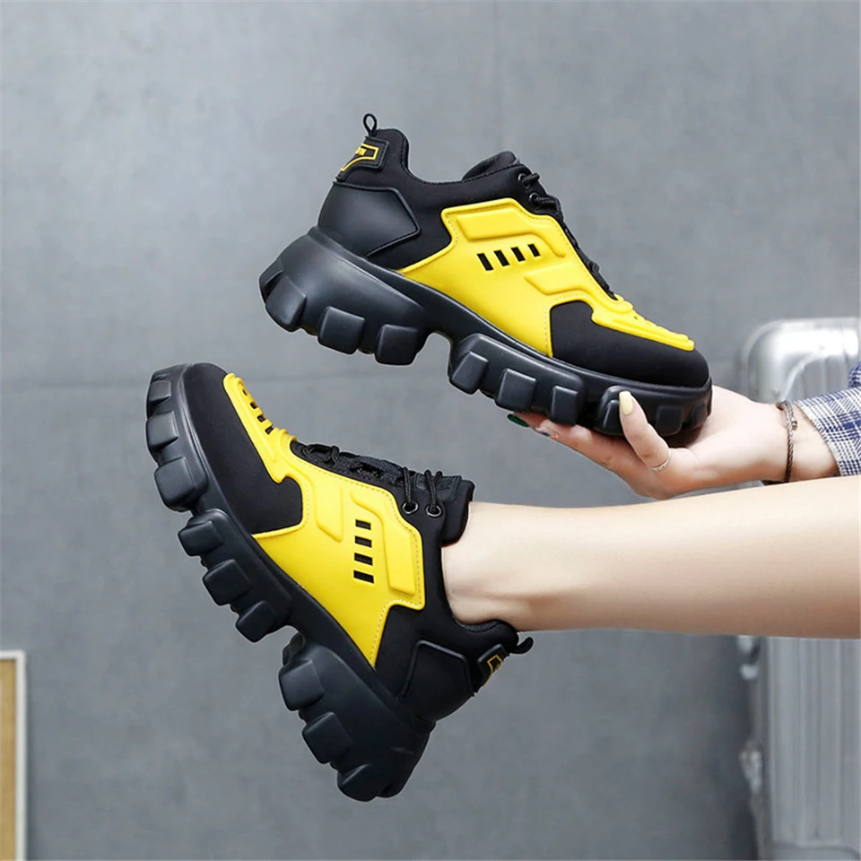 Leather women's sports shoes thick bottom increased latest trend luxury wild casual high quality designer explosion tide