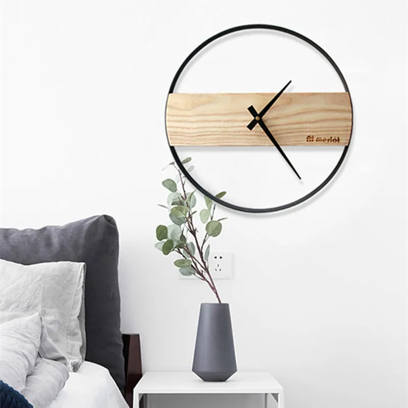 European Style Wooden Wall Clock Design Fashion Creative Atmosphere Luxury Art Quartz Clocks Silent Wall Watch Home Decor R2269