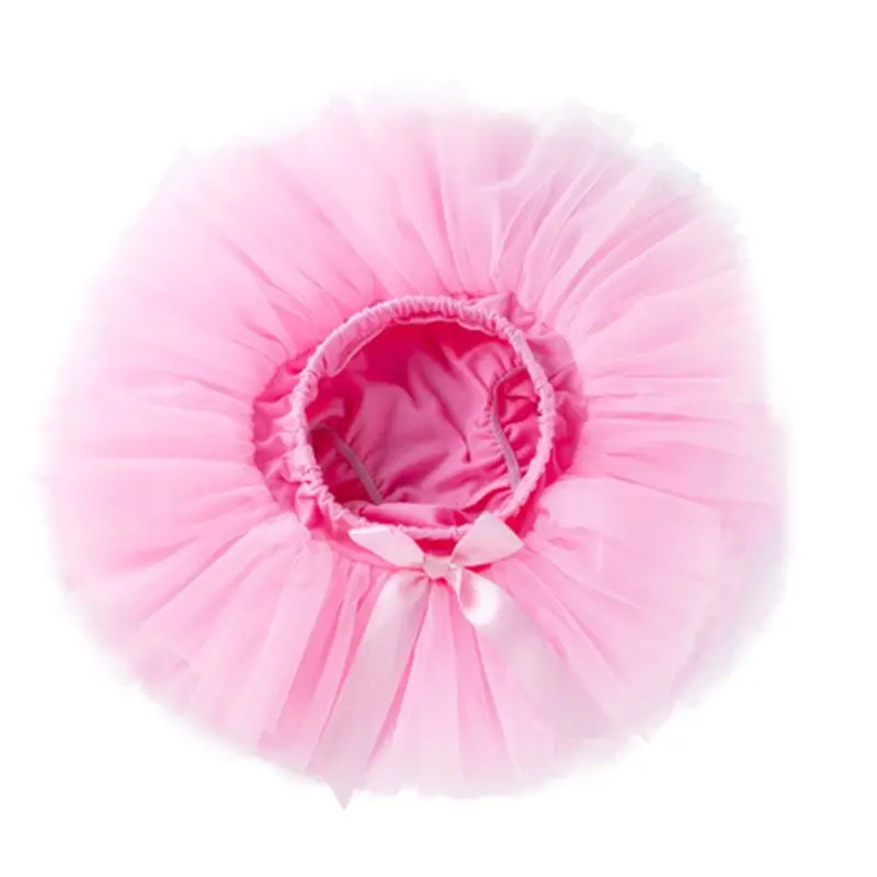 Pink Многослойная детская юбка пачка для маленьких девочек, танцевальные гофрированные шаровары с бантом, новая накидка на подгузник - Цвет: Pink