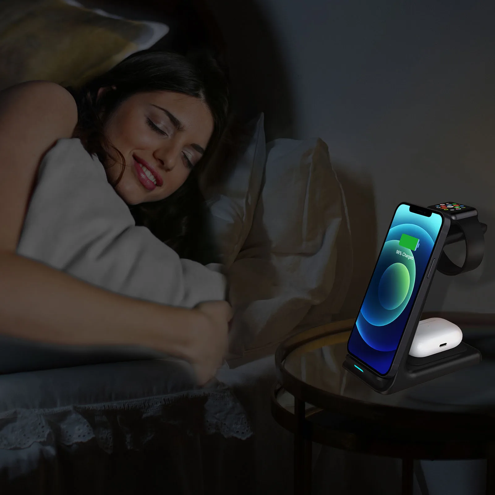 3-In-1 Wireless Charger 15W Fast Charging Station For Charge Mobile And Headsets For IPhone 12/for 12 Pro/ For 12 Pro Max