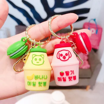 

Yogurt Bottle Keychain Creative Chain for Pants Womans Silicone Key Chain Bags Women Pendant Key Ringkey Holder Jewelry Llaveros