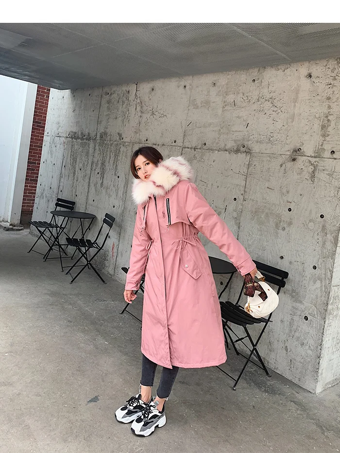 FIRSTTO Stylish Detachable Faux Fur Big Hooded Curly Hairy Shaggy Long Outwear Trench Women Keep Warm Pockets Coat Tops 4 Colors