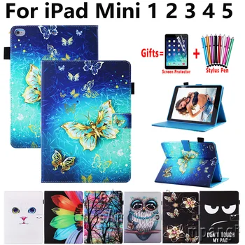

Fashion Painted Smart Case for iPad Mini 1 2 3 4 5 2019 7.9 Pu Leather Silicone Soft Shockproof Flip Tablet Cover Shell Skin