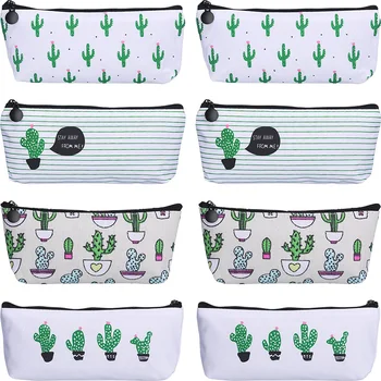 

AAY-8 Pieces Small Fresh Pen Case Pencil Bag Canvas Pencil Pen Case Pen Holder Cosmetic Makeup Bag Set (Cactus Style)