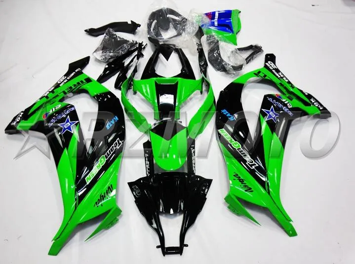 Новая горячая литьевая форма ABS обтекатель комплект подходит для Kawasaki Ninja ZX-10R ZX10R 2011- 11 12 13 14 15 Обтекатели набор зеленый черный
