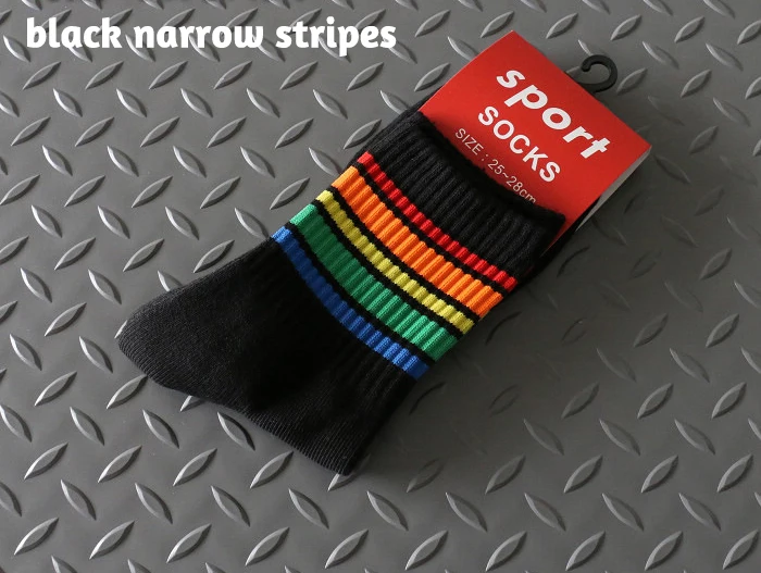 Black Narrow Stripe Мужские носки для бега, баскетбола, мужские носки для велоспорта, эластичные спортивные носки, хлопковые плотные носки для геев, радуга, гей-Прайд - Цвет: Black Narrow Stripe