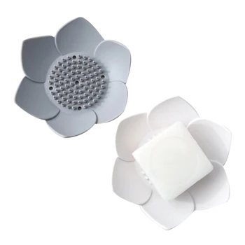 

2PCS Flower Silicone Soap Box Creative Drain Soap Storage Box Bathroom Face Storage Box Handmade Soap Tray