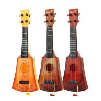 

17 Inches Children Instrument Simulation Sector Brown Ukulele Playable Musical Toy with String Toy Musical Instrument XMAS Gift