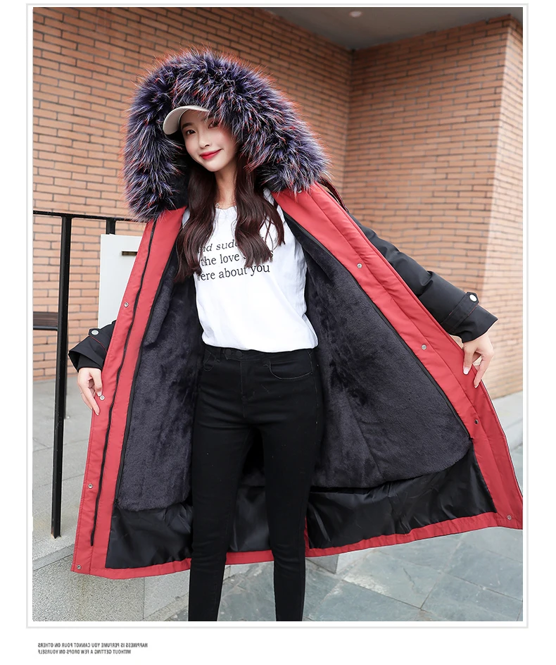 Winter Fleece Womens Parka Coat Thick Warm Long Hooded Outwear Faux Fur Collar Plus Size 4XL Parkas U3