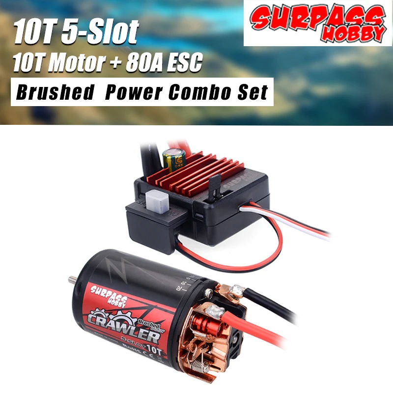 

550 10T 12T Brushed Motor Waterproof 5-Slot w/ BCD80A ESC for Tamiya Redcat Kyosho TRAXXAS WLtoys 1/10 RC Crawler Car