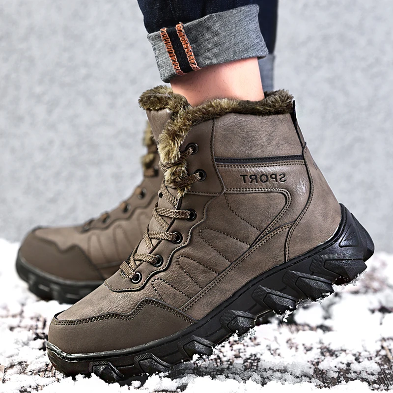 Winter Snow Boots Bota Hombre Handmade Fashion Outdoor Genuine Cow Leather Safety Shoes Men Casual Shoe Chaussure Homme VII