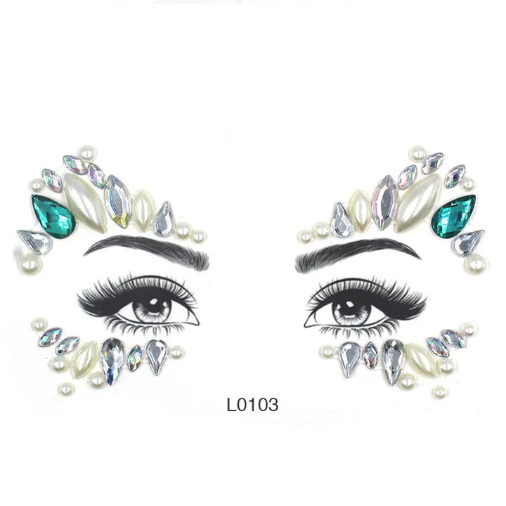3   Crystal Face Stickers For Women Wedding Birthday Masquerade Diy Jewelry Colorful Rhinestone Stickers Eyebrow Eye Face Sticker