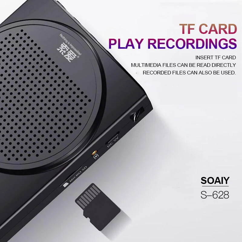 SOAIY S628 мегафон портативный голосовой усилитель мини громкий динамик проводной усилитель динамик для обучения гида распродажа Акция
