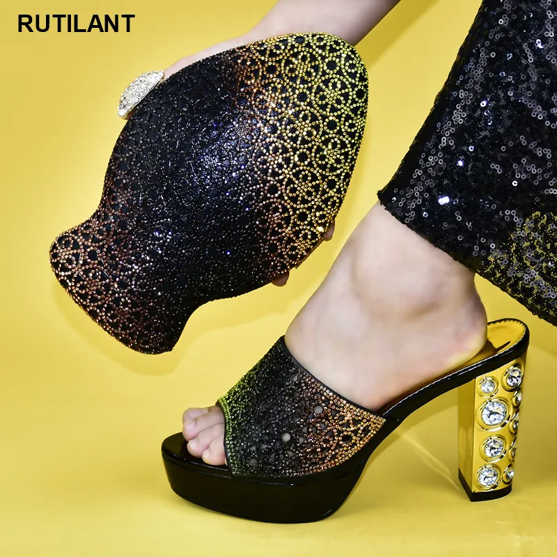 

Italian Matching Designer Shoe and Bag Set for Wedding Matching Shoe and Bag Set Decorated with Rhinestone Women Shoes High Heel
