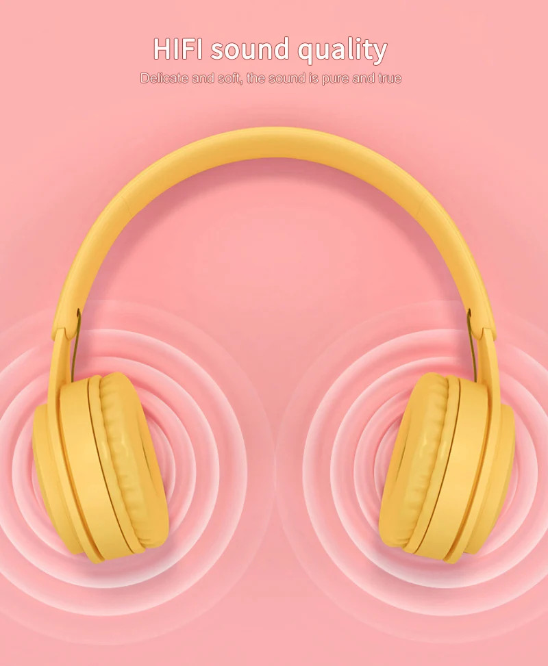 Wireless Headphones Hifi Stereo Noise Canceling With Mic Macaron Colorful Gaming 3 5mm Jack Bluetooth 5 0 Wireless Headset New