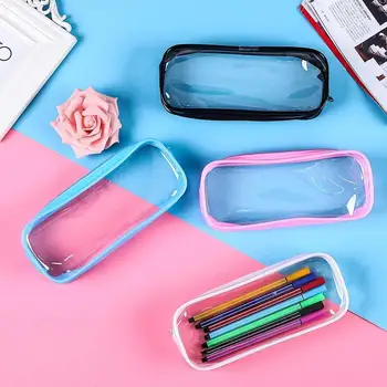 

Direct Sales PVC Bag Transparent Plastic Big Capacity Cosmetic Pouch Pencil Bag Stationery Zipper Bag Environmental