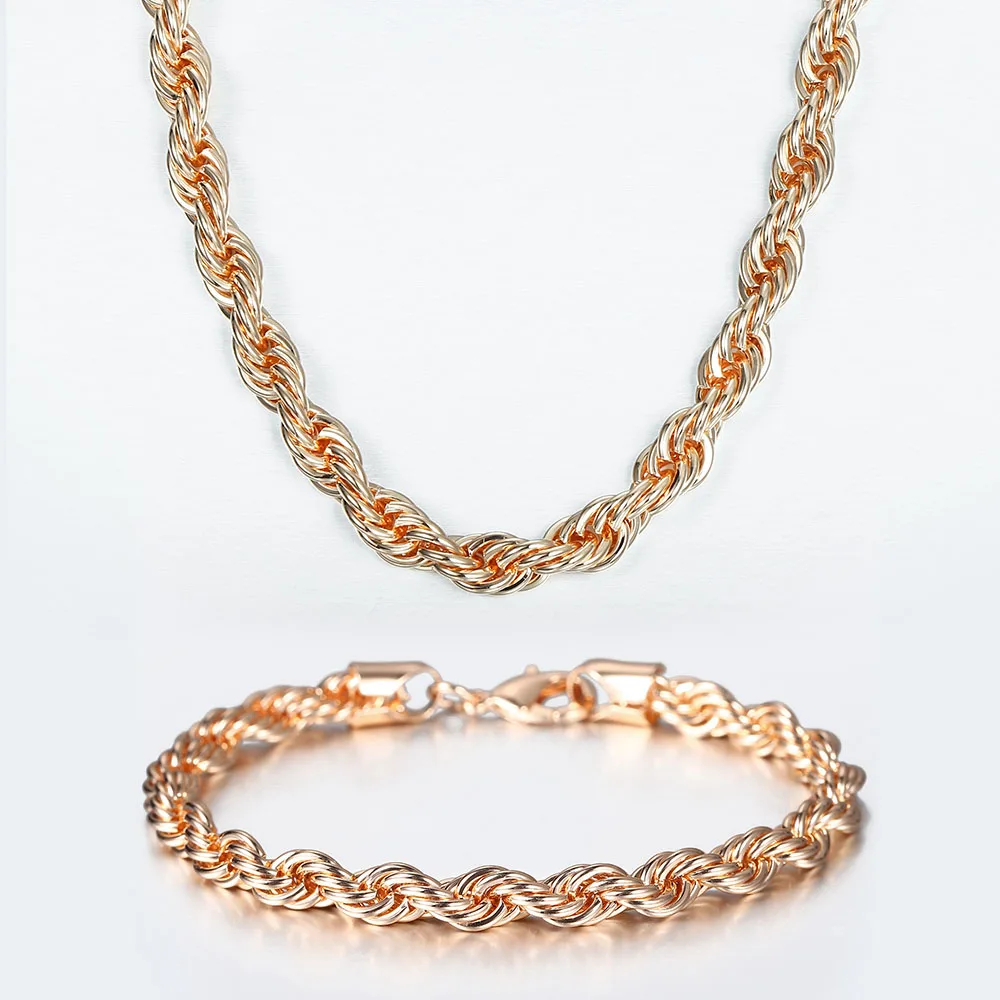 Jewelry Set 5/6mm 585 Rose Gold Twisted 
