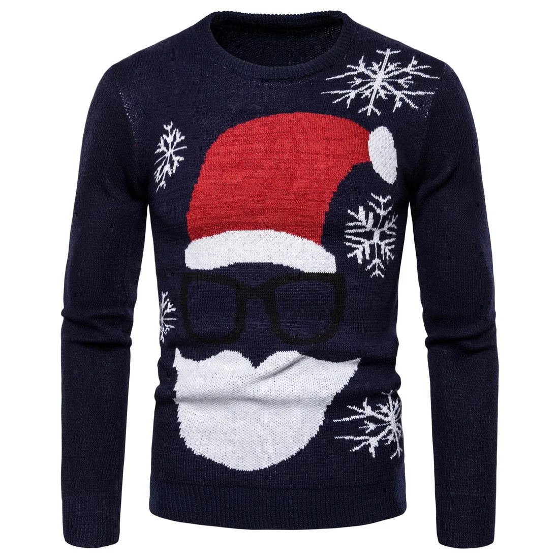 Новинка осени, мужской пуловер с принтом Санта Клауса, мужской свитер большого размера с круглым вырезом, Рождественский свитер J782