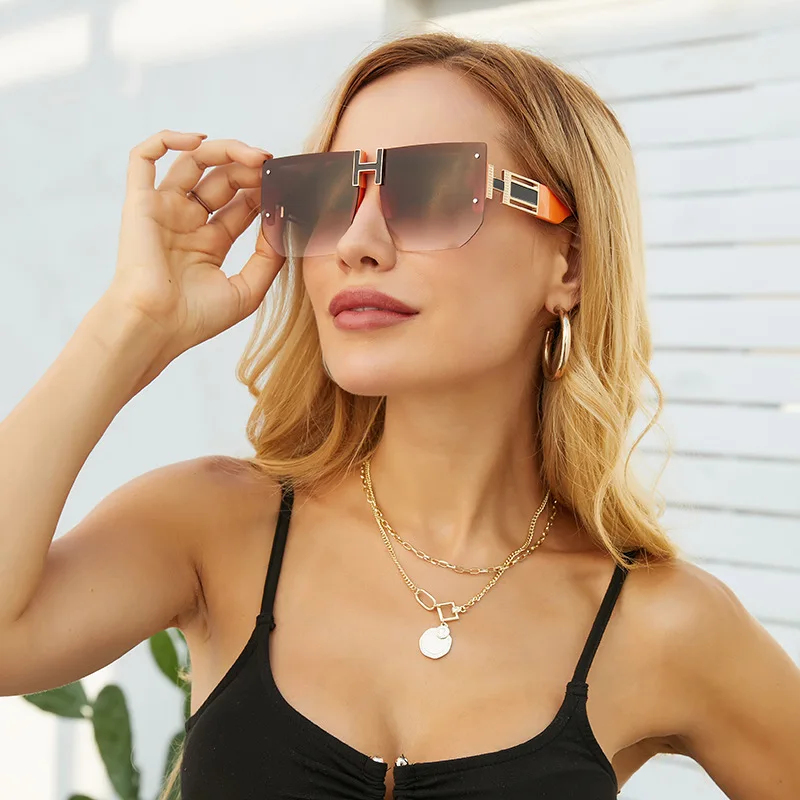 Rimless Women Sunglasses Retro Oversized Square 2022 Luxury Brand Designer Sun Glasses For Woman Men Fashion Frameless Eyewear fashion sunglasses