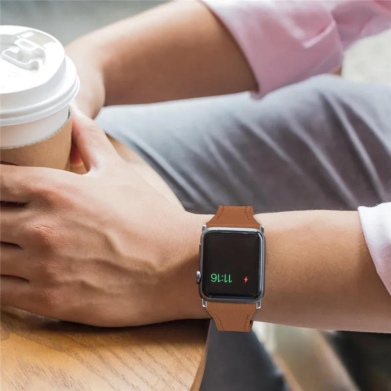 Кожаный ремешок Смарт-часы аксессуары для Apple Watch band 40 44 мм сменный Браслет ремень для iWatch серии 4 3 2 1 38 42 мм