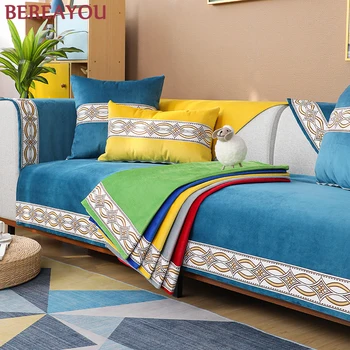 

Colorful Sofa Covers Solid Color Chenille Non-slip Couch Cover For Living room Nordic Four Seasons Sofa Cushion housse canapé