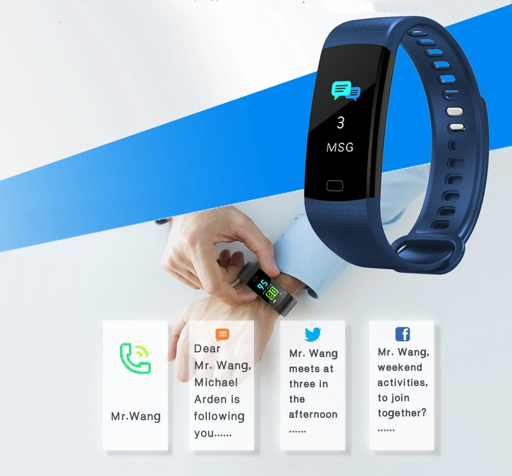 Bluetooth умный Браслет цветной экран Y5 браслет с монитором сердечного ритма измерения артериального давления для мужчин t фитнес-трекер умные часы для мужчин