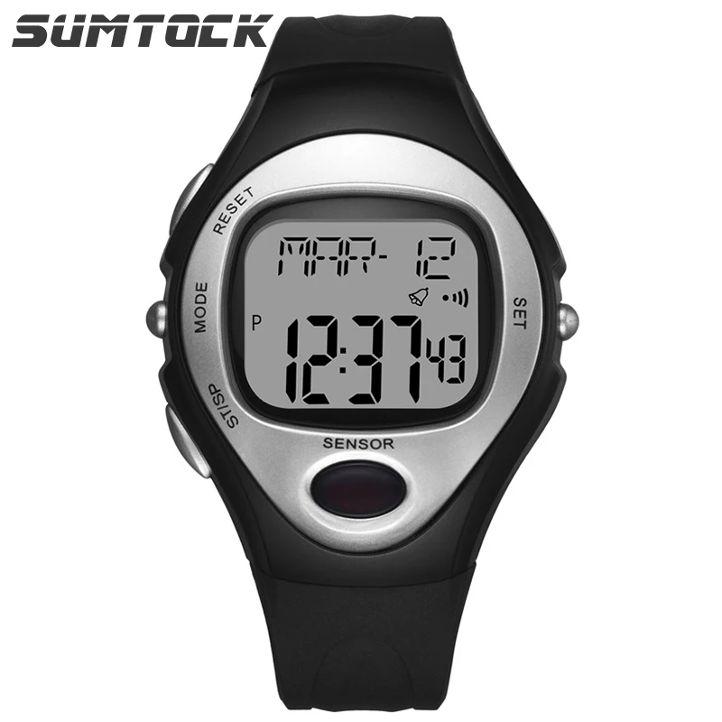 

Sumtock Heart Rate Watch Water Resistant Led Man Fashion Digital Stop Watch Back Light Shock Multifunctional Wristwatch