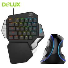 Delux T9X Проводная игровая клавиатура и мышь комбинированная механическая клавиатура M618 Plus Проводная эргономичная Вертикальная компьютерная мышь