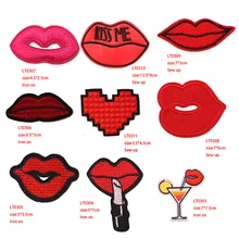 2 шт с красными сексуальными губами икона железные нашивки для одежды DIY полосатая одежда Лоскутные наклейки для детей пользовательские значки