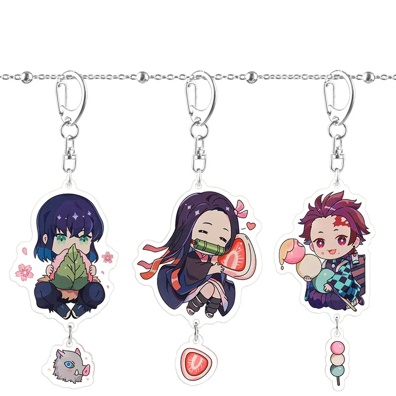 Японский мультяшный брелок Kimetsu No Yaiba аниме Tanjirou Nezuko Zenitsu Tomioka Giyuu акриловый