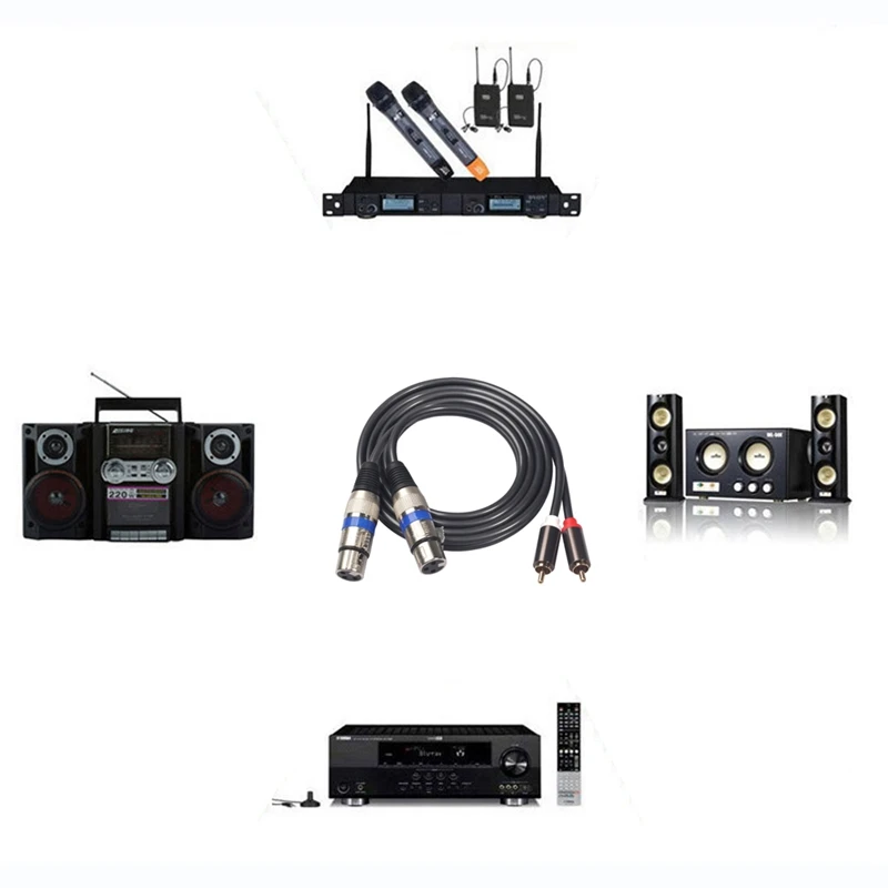Hifi аудио кабель 2 Rca штекер Xlr 3 Pin Женский микшерный пульт усилитель двойной Xlr Двойной Rca Shileded кабель 1,5 м