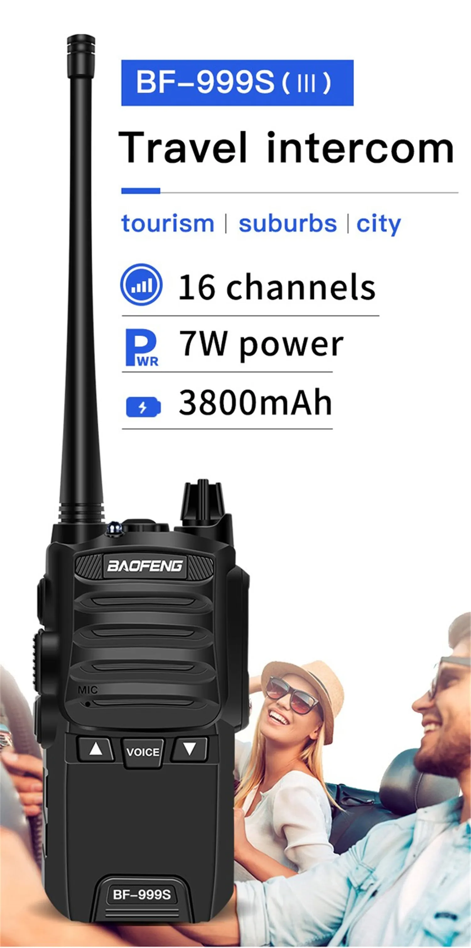 2 шт./лот BF-999S рация Baofeng 8 Вт/5 Вт 4200 мАч трансивер портативный двухстороннее радио обновление BF-888s
