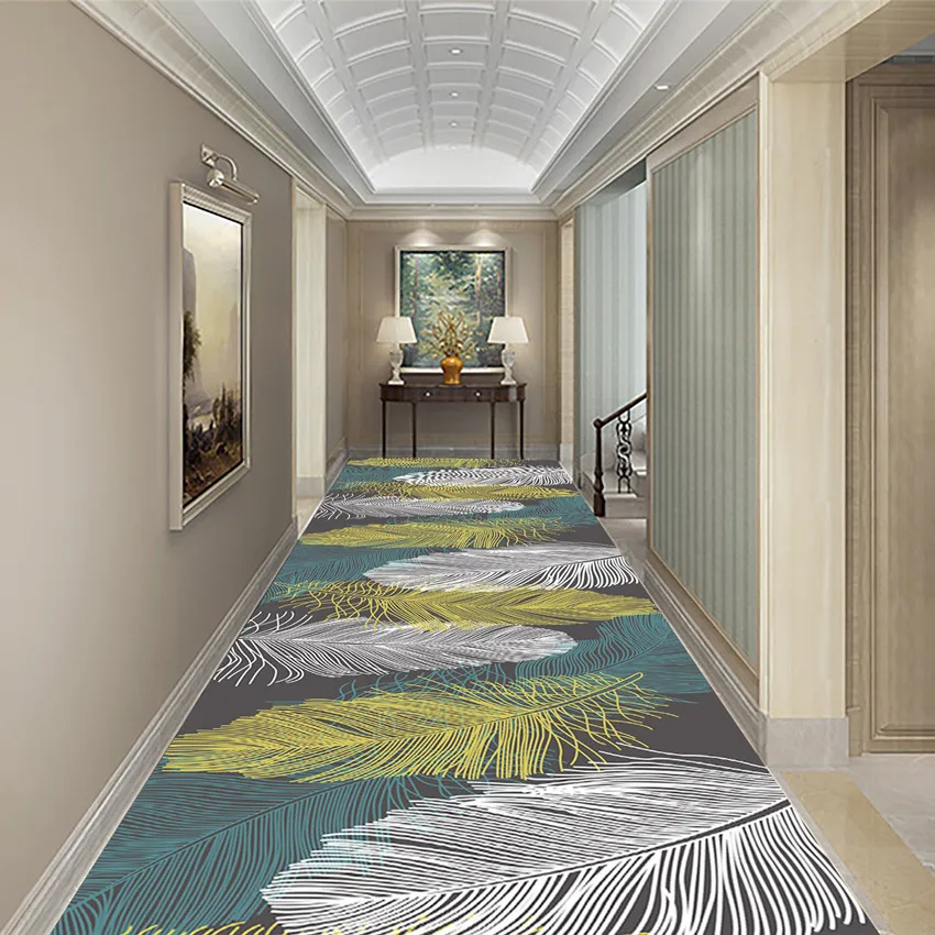 3D перьевой скандинавский коврик для лестницы европейского стандарта Длинные