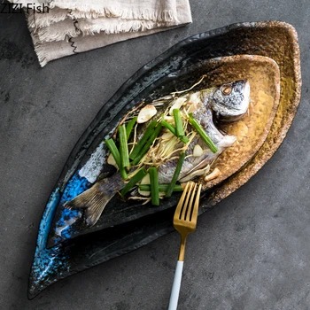 

Irregular Ceramic Dinner Plates Beef Plate Fish Plate Tableware Solid Color Dessert Dish Japanese Home Decorative Tableware