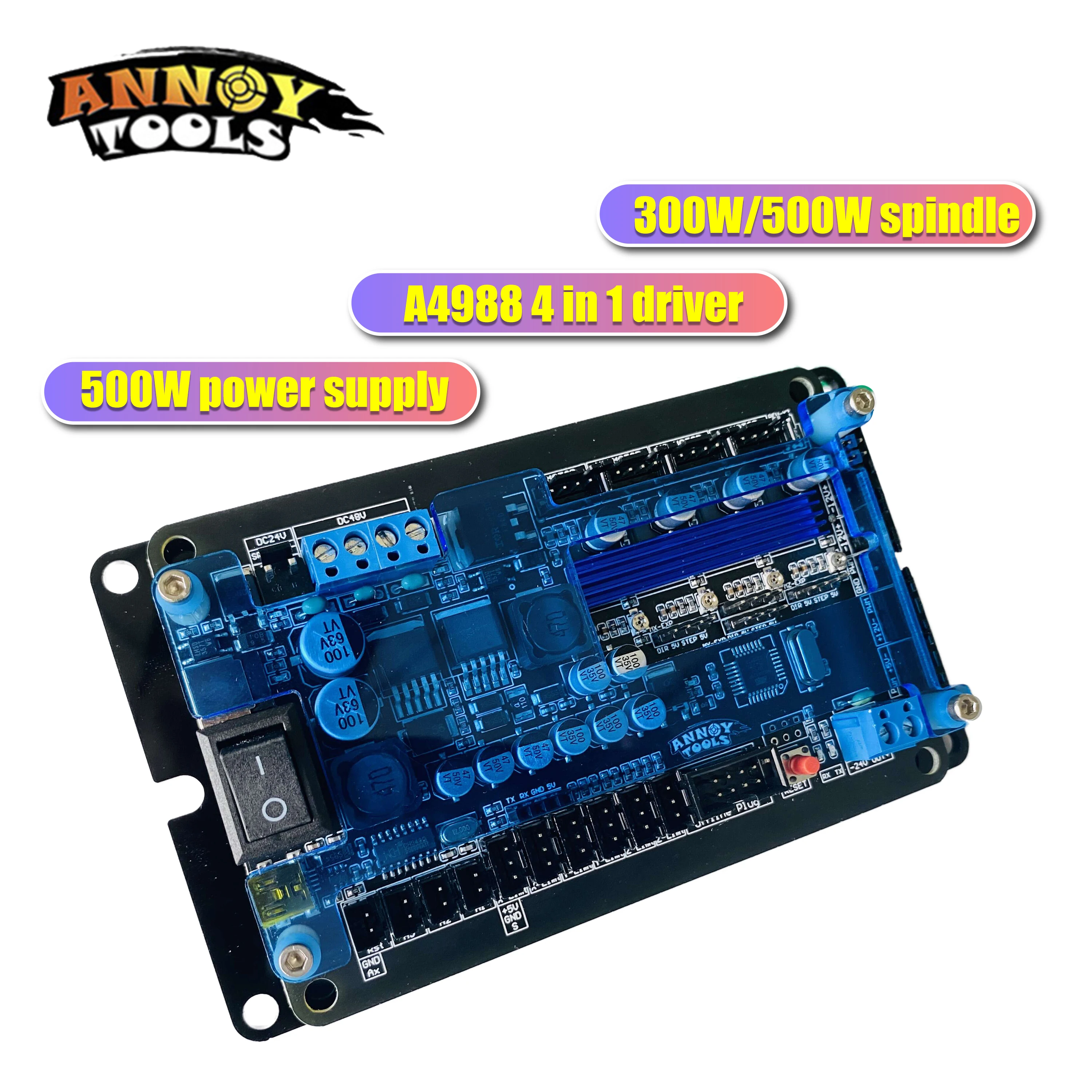 

GRBL1.1 3axis controller stepper motor driver double Y axis usb driver support 500W/300W spindle, limit switch