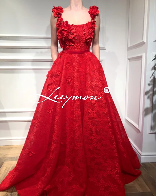 red Leeymon элегантное красное кружевное вечернее платье на бретелях вечерние халат de soiree длинное платье - Цвет: red