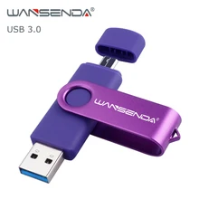 USB флеш-накопитель WANSENDA, 128 ГБ, OTG, флеш-накопитель, 16 ГБ, 32 ГБ, 64 ГБ, 256 ГБ, USB 3,0, карта памяти, высокая скорость, 2 в 1, флешки