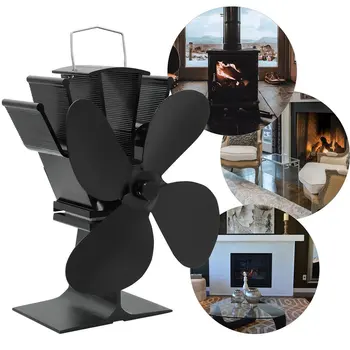 

4 Blades Heat Powered Stove Fan With Thermometer Home Silent Fireplace Fan For Wood/Log Burner/Fireplace Efficient Eco Stove Fan