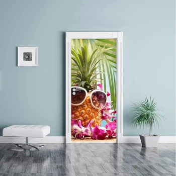 

Home Decor Decal Poster 3D Pineapple Glasses Creative Door Stickers Waterproof Wallpaper Print Art Picture For Kids Room Paste