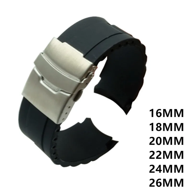 

Curved Arc Interfaces Silicone Rubber Watchband for Tissot Men Women Watch Band Wrist Strap Belt 16mm 18mm 20mm 22mm 24mm 26mm