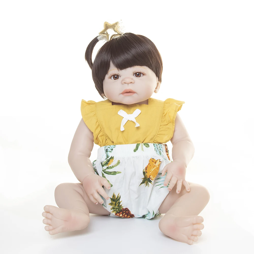 55cm Full Silicone Body Reborn Baby Doll Toy Bebe Reborn 22inch Newborn Girl Princess Babies Doll Bathe Toy Kid Gift