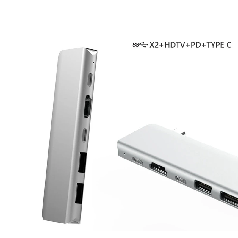 AAAJ-5 в 1 USB-C концентратор 4 к 60 Гц Тип C концентратор USB адаптер Поддержка 87 Вт Зарядка для MacBook Pro/tv