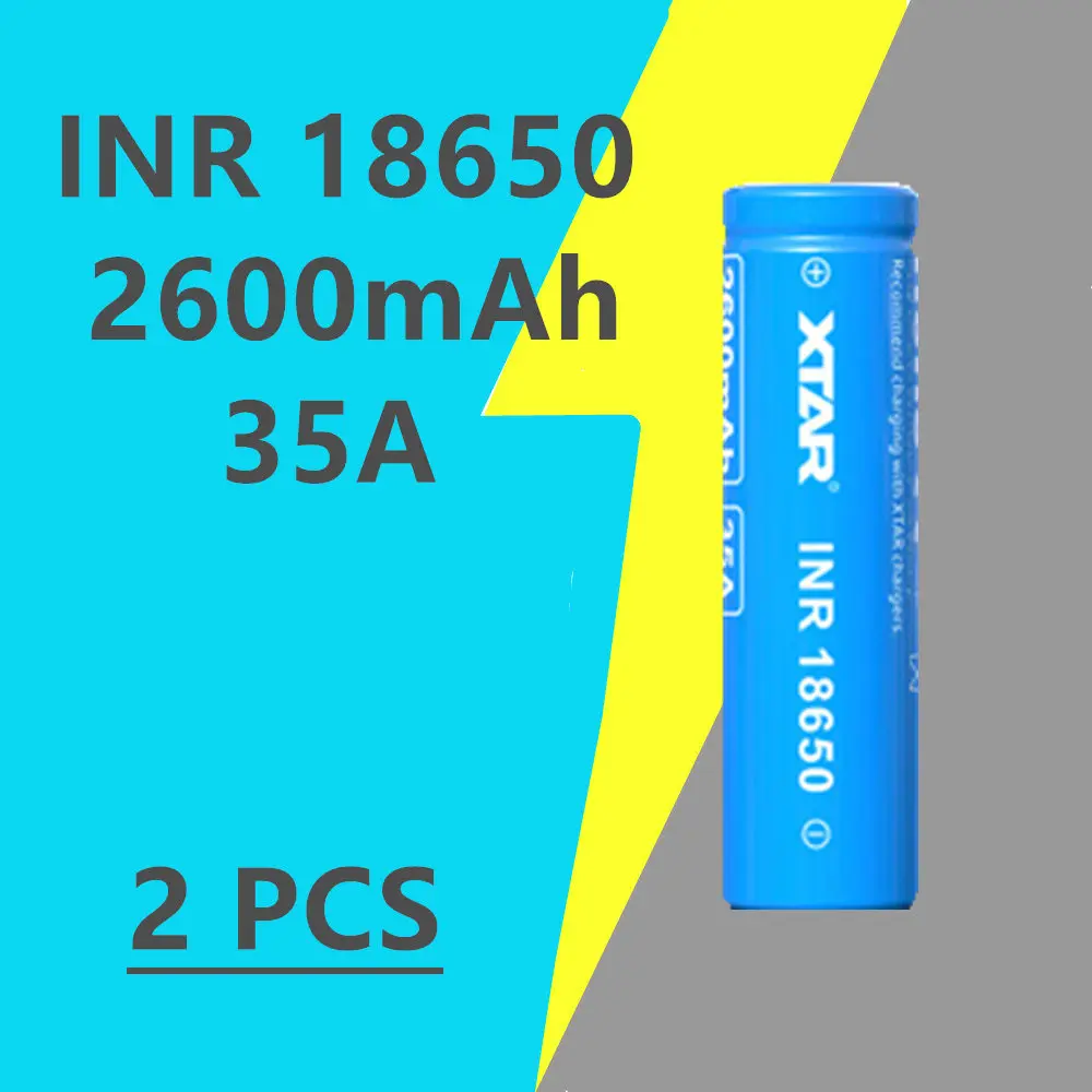 2 шт XTAR INR 18650 2600mah Макс импульсный ток разряда 35A аккумуляторная батарея