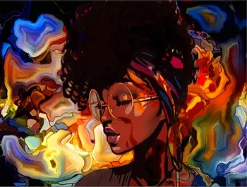 

JMINE Div 5D African American Woman Colorful Full Diamond Painting cross stitch kits art Portrait 3D paint by diamonds