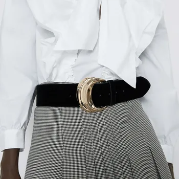 

2019 ZA Chain Pearl Metal Belts for Women Fashion Vintage Leather Belt Jewelry Designer Strap Waistband Adjustable Gift Belt