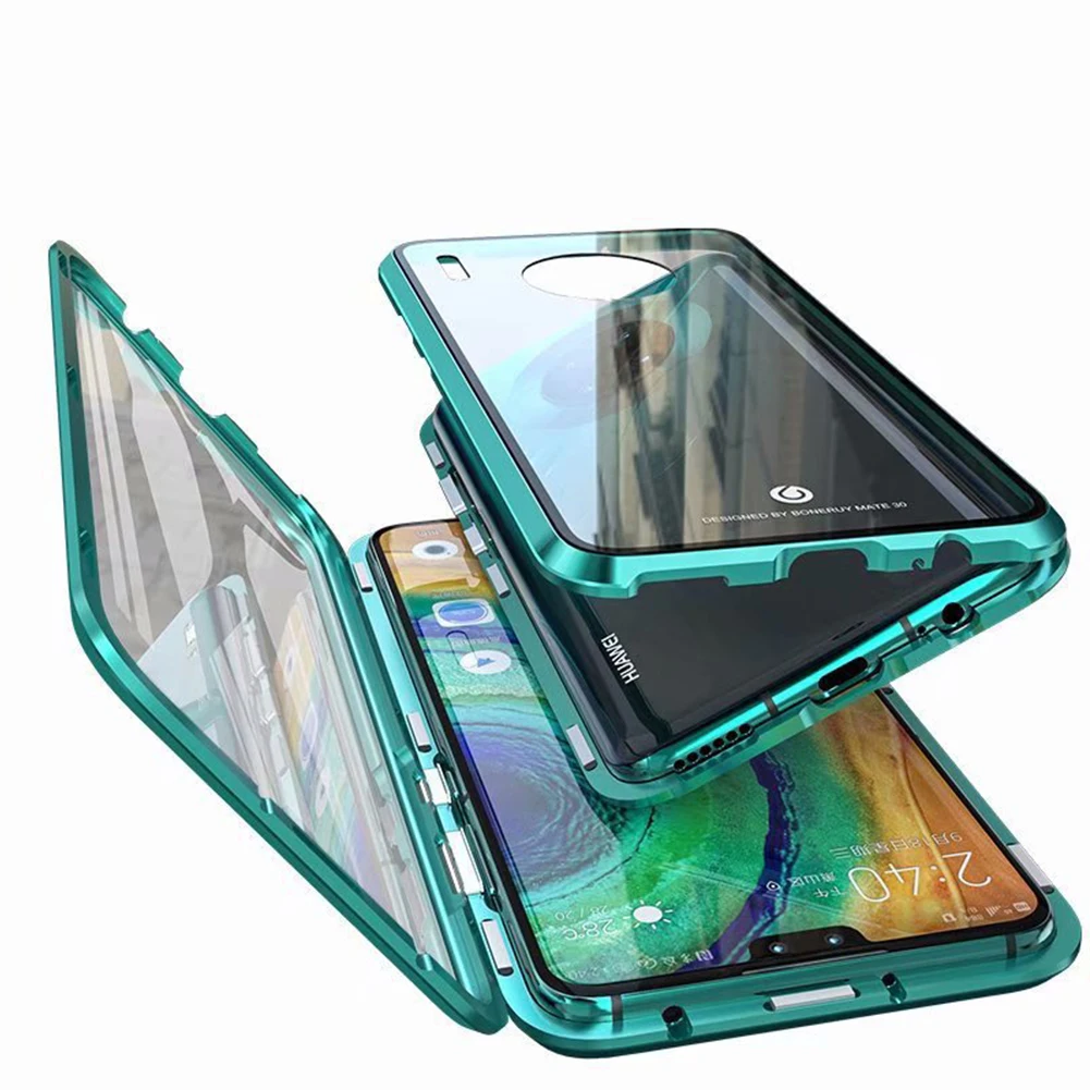 Полный магнитный металлический бампер чехол для huawei mate 30 Pro двусторонний закаленное стекло полное покрытие Защитный чехол противоударный Fundas